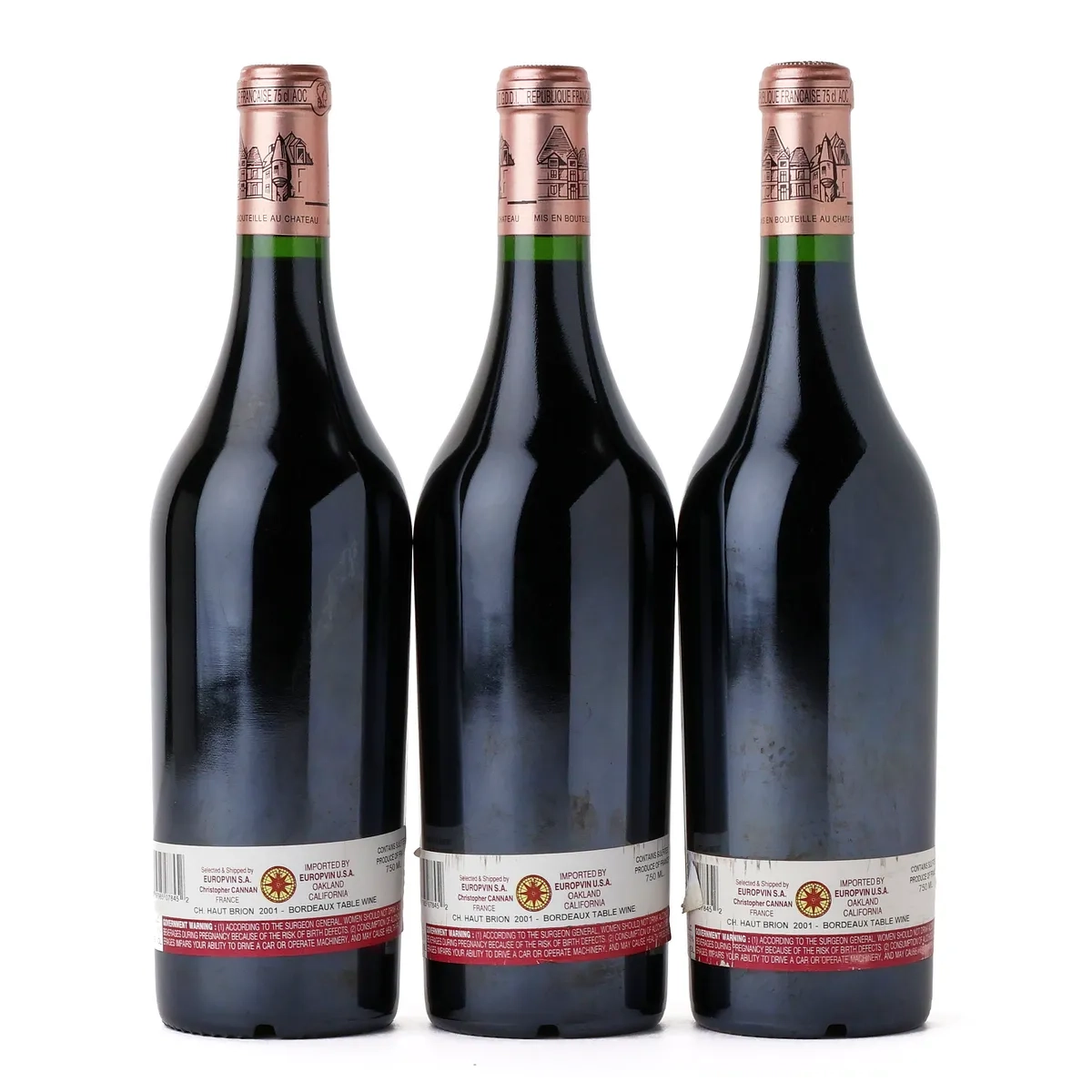 Buy 2001 Château Haut-Brion Pessac-Léognan 3-bottle set – rare aged First Growth Bordeaux wine for sale.
