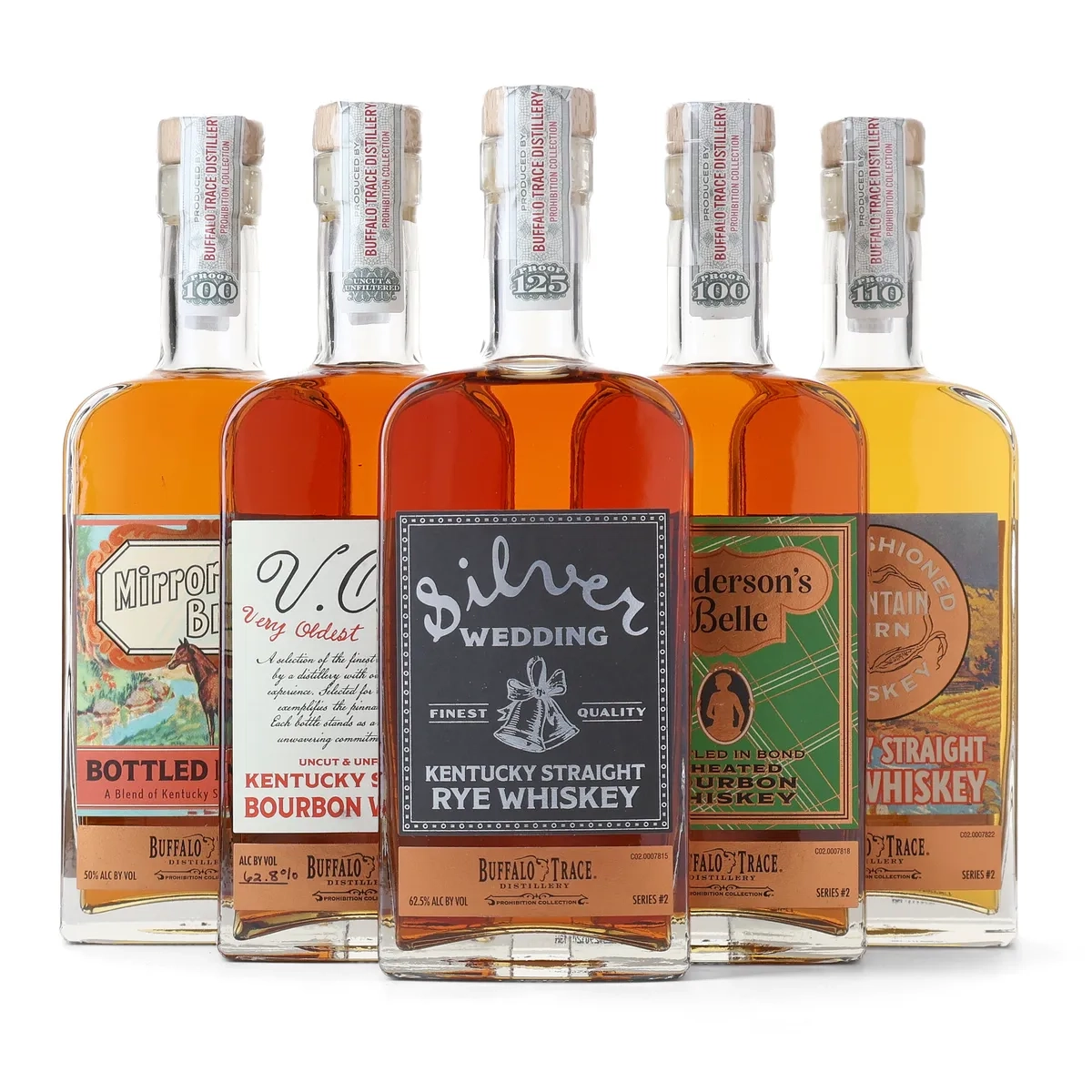Buy Buffalo Trace Prohibition Whiskey Collection 2024 – 5 bottle limited edition set, collectible American whiskey online.
