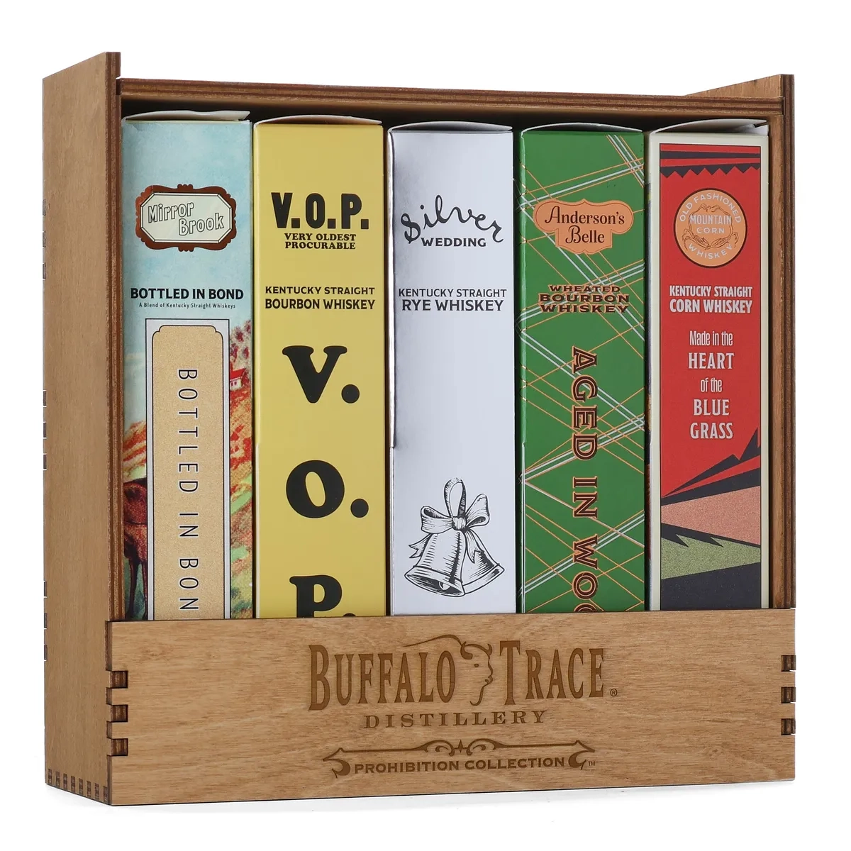 Buy Buffalo Trace Prohibition Whiskey Collection 2024 – 5 bottle limited edition set, collectible American whiskey online.