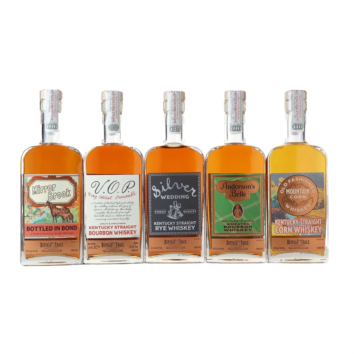 Buy Buffalo Trace Prohibition Whiskey Collection 2024 – 5 bottle limited edition set, collectible American whiskey online.