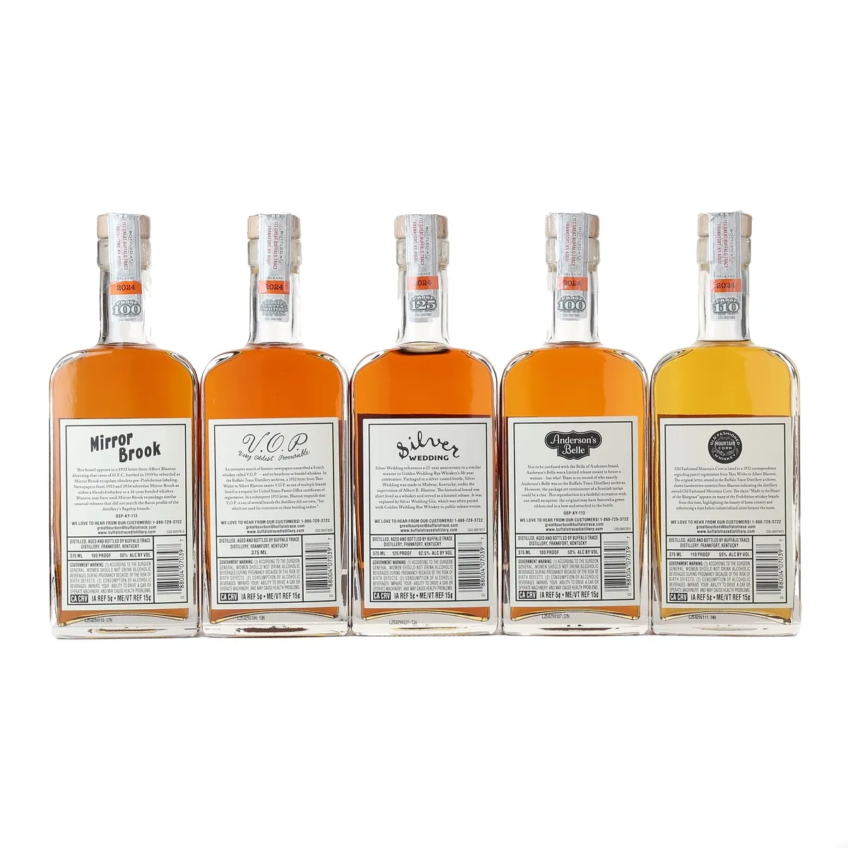 Buy Buffalo Trace Prohibition Whiskey Collection 2024 – 5 bottle limited edition set, collectible American whiskey online.
