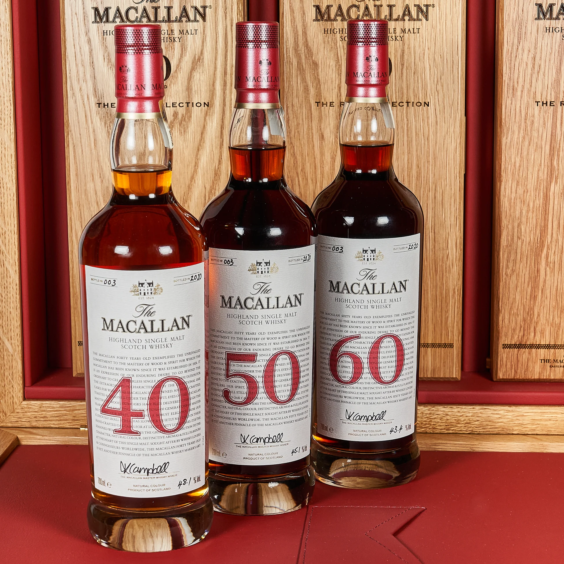 the macallan red collection trunk – 40, 50 & 60 year old limited edition (3 x 700ml)
