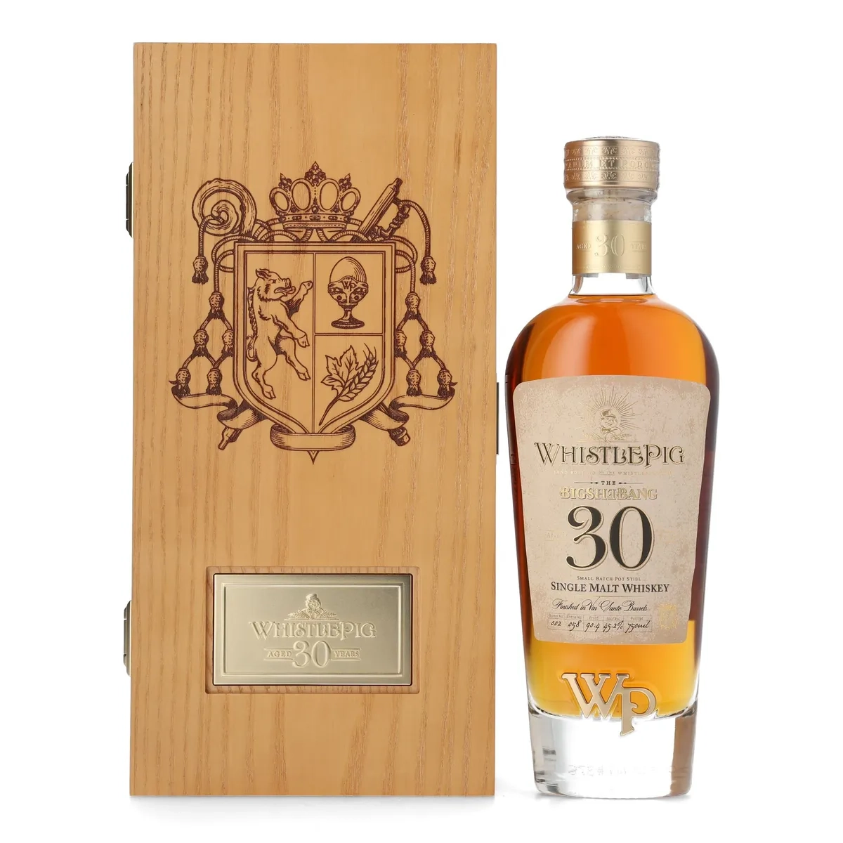 Buy WhistlePig 30 Year BigSheBang Single Malt Whiskey 2025 – rare collectible rye whiskey for sale – limited edition investment-grade American whiskey.