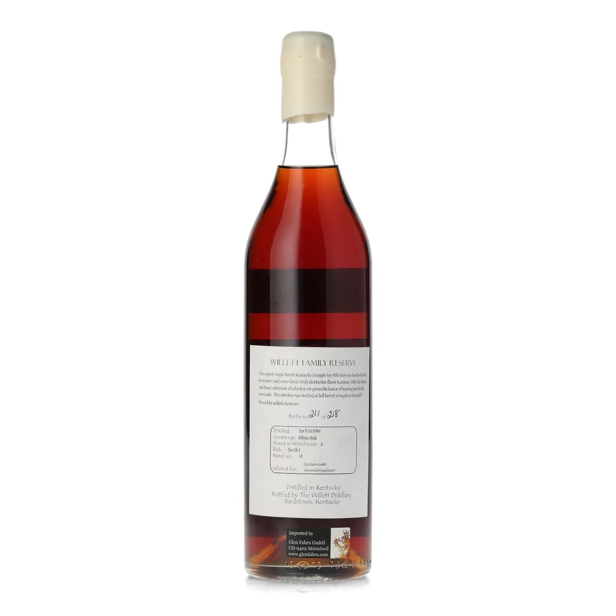 willett family estate 24 year rye 'glen fahrn' private barrel selection (barrel 14, 700 ml)