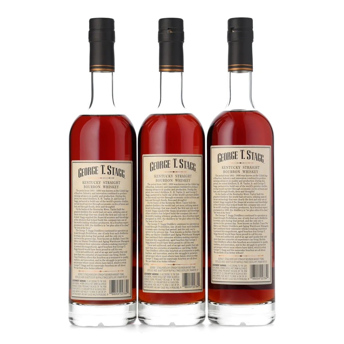 george t. stagg barrel proof bourbon multipack (btac 2003, 3 bottles set)